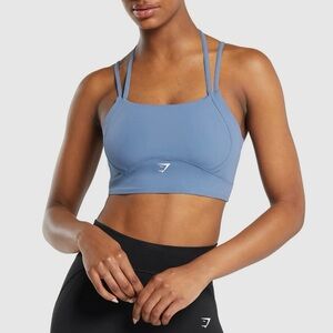 NWT GYMSHARK HALTERNECK CROP CAMI TANK IN FADED BLUE